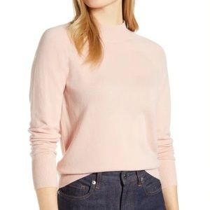 Everlane mock neck cashmere sweater, blush pink